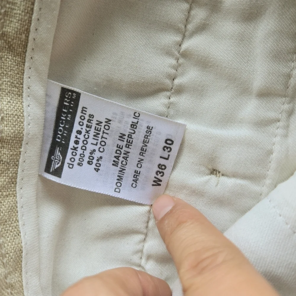 NWOT Dockers Premium Pants Mens W36x L30 Beige Linen Blend.